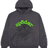 Sp5der Hoodie “Grey/ Green”